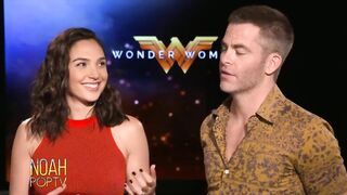 Gal Gadot biting her lip as she looks at Chris Pine and tries to talk afterwards is still the hottest thing ever!