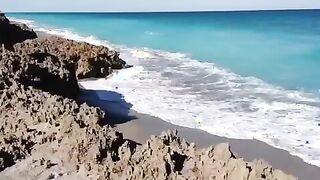 Blowing Rocks Beach on Jupiter Island in Hobe Sound, Florida