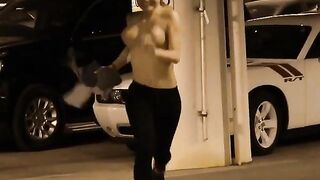 Boobs bouncing while she runs