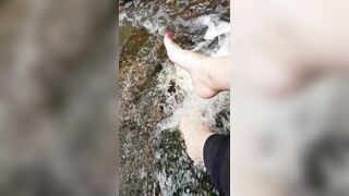 Soaking my feet in a cold stream of flowing water, felt sooo nice xx 54yo F (OC) ????????????