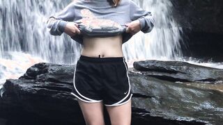 [OC] This was my wife's [F24] first-ever titty drop caught on camera—in front of a waterfall in a public park