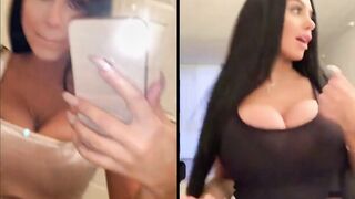 Brunette bimbo @tamaraxoxxo dancing before and after bimbofication