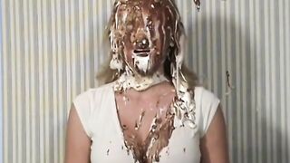 Busty actress pied in the face