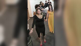 Busty Babe Bouncing In Cleavage Dress