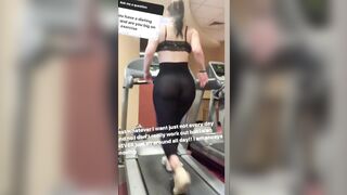 Big ass in legging walking on treadmill - Motion tracked
