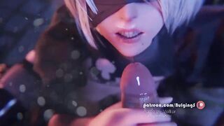 2B's lipjob facial (Bulging Senpai, Volkor) [NieR: Automata]