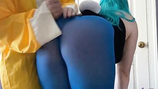 Lucy Lush [OC] as Bulma Bunny getting a pantyhose wedgie from Master Roshi