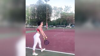 Slo-Mo Tennis Serve with Phat Ass Jiggle Ending