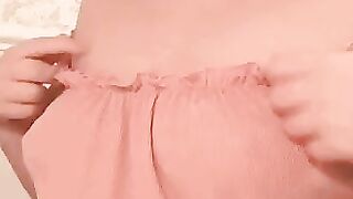 Titty pop in light pink top
