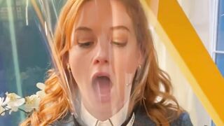 Jane Levy licking a face shield!