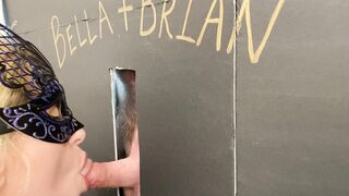 Gloryhole guy pulls away to try not to cum too fast.