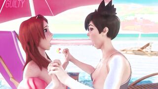 Tracer & Emily Double Dildo Fun, (Guilty3D) [Overwatch]