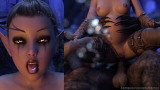 [M/F] Wild Temptation by Redvoidcgi (Elven girl knotted by werewolf and cum inflation)