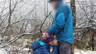 Public Blowjob And Cum Swallow Near The Mountain River