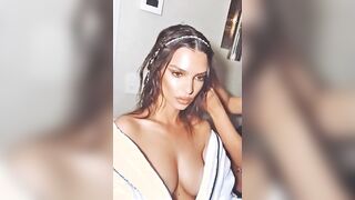 Emily Ratajkowski getting ready