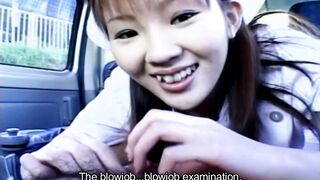 Japanese Nurse Giving A Blowjob Examination In A Car