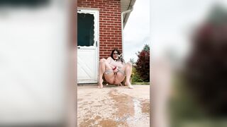 Squatting outside and spraying all over the place [f]or the cars driving by ????