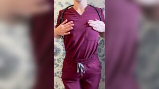 Teasing you with some underboob under my scrubs