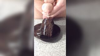 [Proof] cum on food. Choc mud cake & cum cream