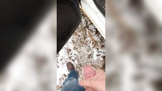 Cum on the snow