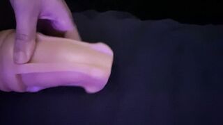 Teasing a toy and watching my cock expand it