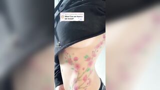Underboob and beautiful flower tattoos