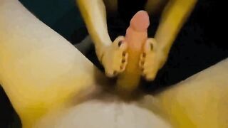 Petite feet stroking